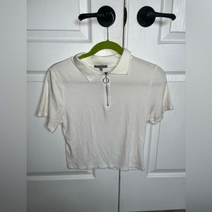 charlotte russe cream zip up crop top